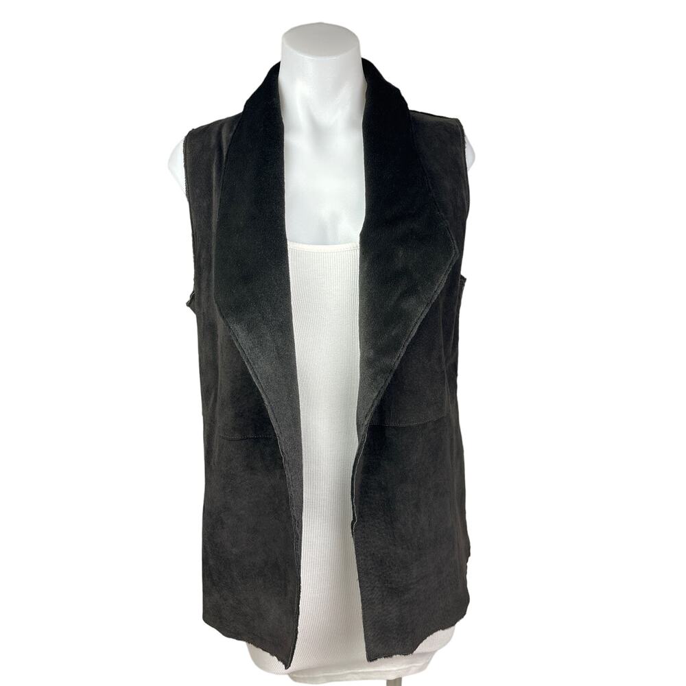 Ecru $300 Genuine Suede Reversible Leather Brown Sleeveless Fur Vest Jacket Sz M